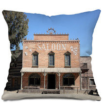 Western Style Saloon In An Old American Town Pillows 36599085