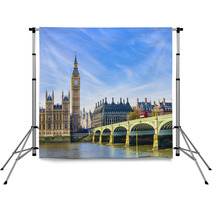 Westminster Bridge, Houses Of Parliament And Thames River, UK Backdrops 63855714