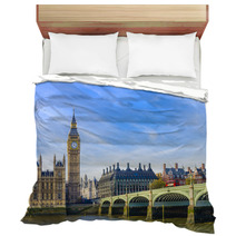 Westminster Bridge, Houses Of Parliament And Thames River, UK Bedding 63855714