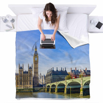 Westminster Bridge, Houses Of Parliament And Thames River, UK Blankets 63855714
