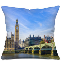 Westminster Bridge, Houses Of Parliament And Thames River, UK Pillows 63855714