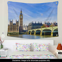 Westminster Bridge, Houses Of Parliament And Thames River, UK Wall Art 63855714