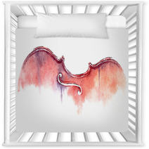 Wet Wash Watercolor Violin On White Background Nursery Decor 222170369