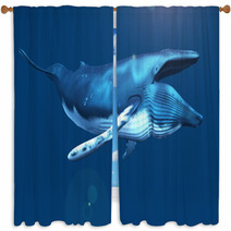 Whale 2 Window Curtains 53060896