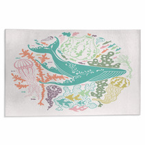 Whale In The Sea Vector Illustration Rugs 137908867