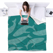 Whales Seamless Pattern Blankets 50519549