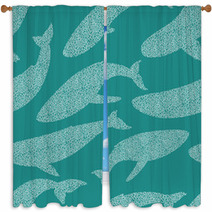 Whales Seamless Pattern Window Curtains 50519549