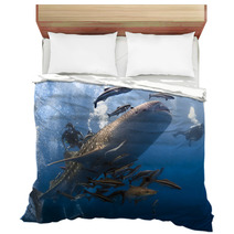 Whaleshark And Scuba Divers Underwater Bedding 48324394