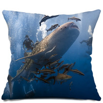 Whaleshark And Scuba Divers Underwater Pillows 48324394