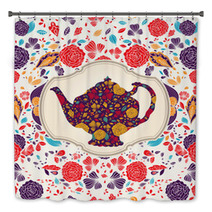 Whimsical Colorful Tea Pot And Roses Bath Decor 43715400