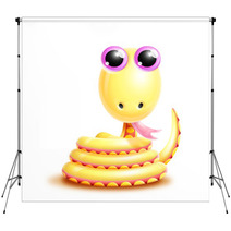 Whimsical Kawaii Cute Cartoon Snake Backdrops 45962357