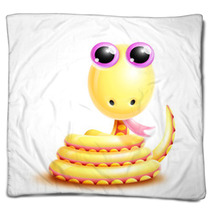 Whimsical Kawaii Cute Cartoon Snake Blankets 45962357
