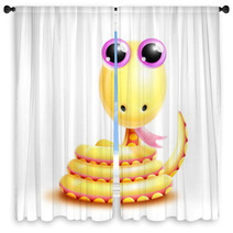 Whimsical Kawaii Cute Cartoon Snake Window Curtains 45962357