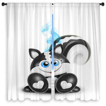 Whimsical Kawaii Cute Skunk Window Curtains 45778095