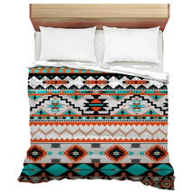 White And Brown Navajo Pattern Bedding 50682284