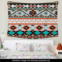 White And Brown Navajo Pattern Wall Art 50682284
