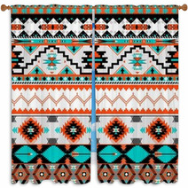 White And Brown Navajo Pattern Window Curtains 50682284