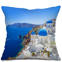 White Architecture Of Oia Village On Santorini Island, Greece Pillows 50819585