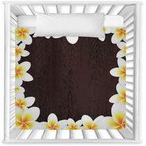 White Frangipani Frame With Wood Background Nursery Decor 56560628