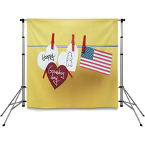 White Hearts - Cute Face Groundhog And Text Happy Groundhog Day. Backdrops 101340730