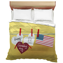 White Hearts - Cute Face Groundhog And Text Happy Groundhog Day. Bedding 101340730
