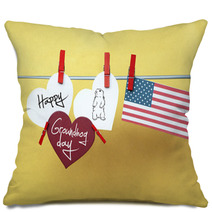 White Hearts - Cute Face Groundhog And Text Happy Groundhog Day. Pillows 101340730