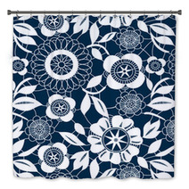 White Lace Crochet Flowers Seamless Pattern, Vector Bath Decor 45589656