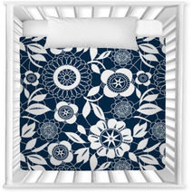 White Lace Crochet Flowers Seamless Pattern, Vector Nursery Decor 45589656