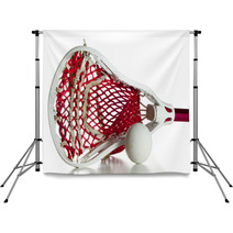 White Lacrosse Head With Red Meshing And Grey Ball Backdrops 23517872
