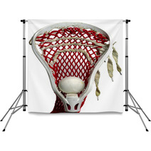 White Lacrosse Head With Red Meshing And Grey Ball Backdrops 23517892