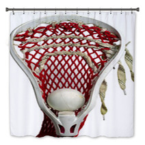 White Lacrosse Head With Red Meshing And Grey Ball Bath Decor 23517892
