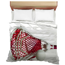 White Lacrosse Head With Red Meshing And Grey Ball Bedding 23517872