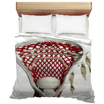 White Lacrosse Head With Red Meshing And Grey Ball Bedding 23517892