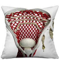 White Lacrosse Head With Red Meshing And Grey Ball Pillows 23517892