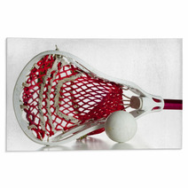 White Lacrosse Head With Red Meshing And Grey Ball Rugs 23517872