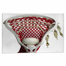 White Lacrosse Head With Red Meshing And Grey Ball Rugs 23517892