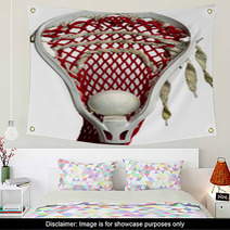 White Lacrosse Head With Red Meshing And Grey Ball Wall Art 23517892