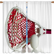 White Lacrosse Head With Red Meshing And Grey Ball Window Curtains 23517872