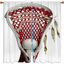 White Lacrosse Head With Red Meshing And Grey Ball Window Curtains 23517892