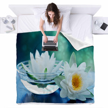 White Lotus Flower Blankets 57359295