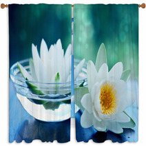 White Lotus Flower Window Curtains 57359295