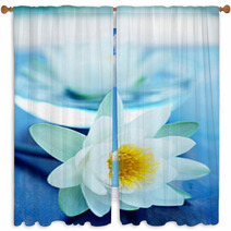 White Lotus Flower Window Curtains 57359298