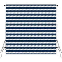 White Navy Rope Stripes On Dark Blue Seamless Pattern, Vector Backdrops 56934827