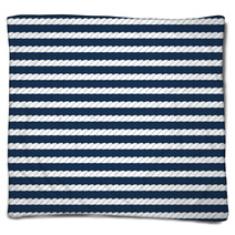 White Navy Rope Stripes On Dark Blue Seamless Pattern, Vector Blankets 56934827