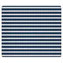White Navy Rope Stripes On Dark Blue Seamless Pattern, Vector Rugs 56934827