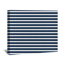 White Navy Rope Stripes On Dark Blue Seamless Pattern, Vector Wall Art 56934827