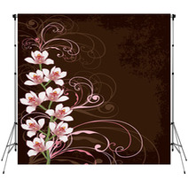 White Orchids With Pink Swirls And Grunge Frame Backdrops 5160079