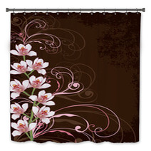 White Orchids With Pink Swirls And Grunge Frame Bath Decor 5160079
