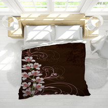 White Orchids With Pink Swirls And Grunge Frame Bedding 5160079