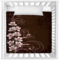 White Orchids With Pink Swirls And Grunge Frame Nursery Decor 5160079